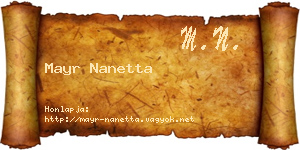 Mayr Nanetta névjegykártya
